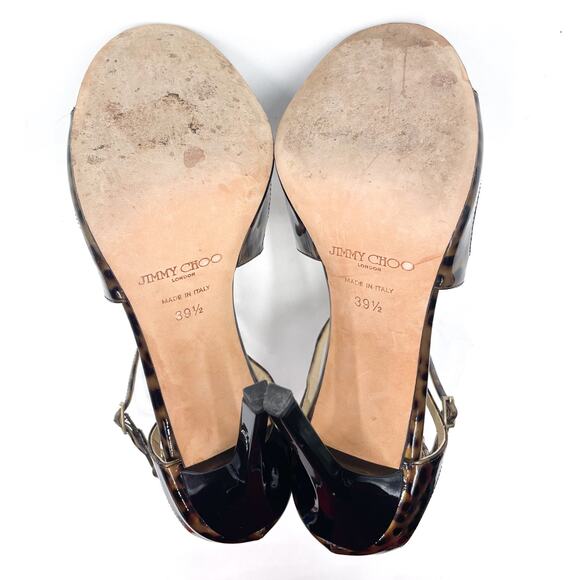 Jimmy Choo Lance Sandals Leopard Strappy Heels Brown Stiletto‎ Sz 39.5 / 9.5 - Picture 8 of 9
